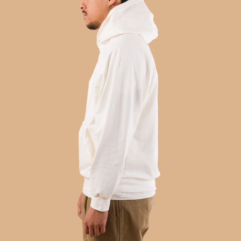image flâneurs sweat capuche hoodie blanc Jackman Chewy Pullover Parka White de profil