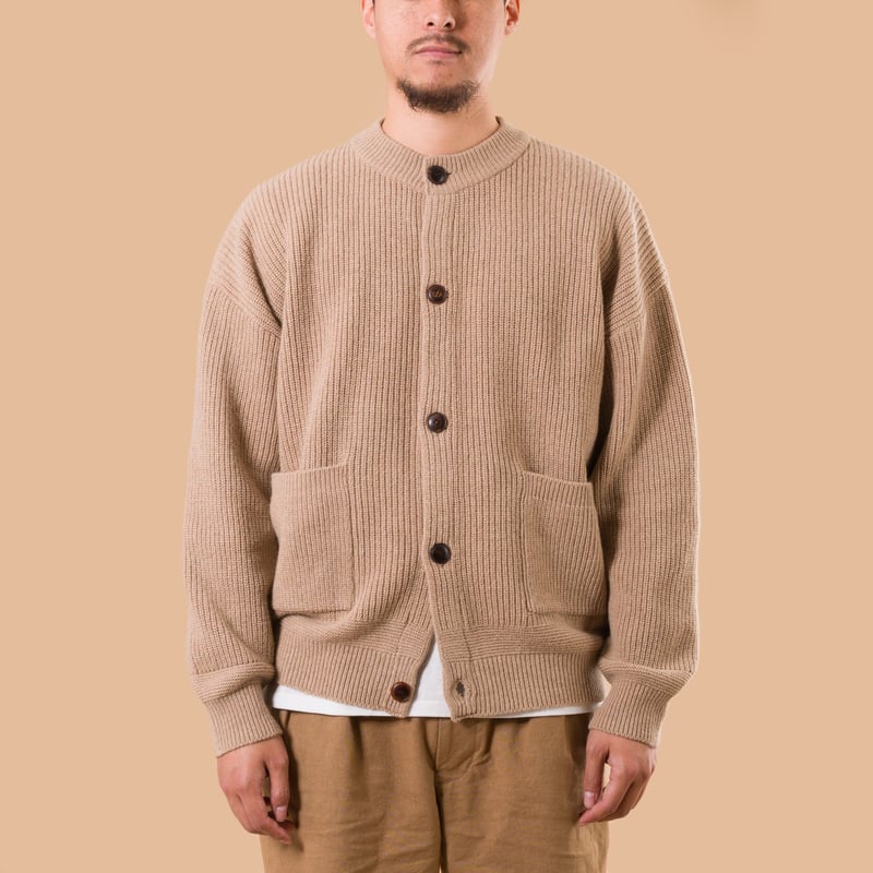 image flâneurs FRIZMWORKS  Heavy Wool Round Cardigan Oatmeal front