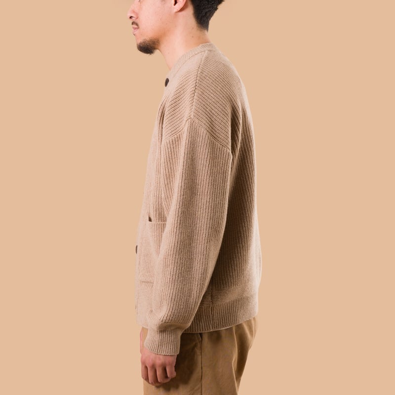 image flâneurs FRIZMWORKS  Heavy Wool Round Cardigan Oatmeal side