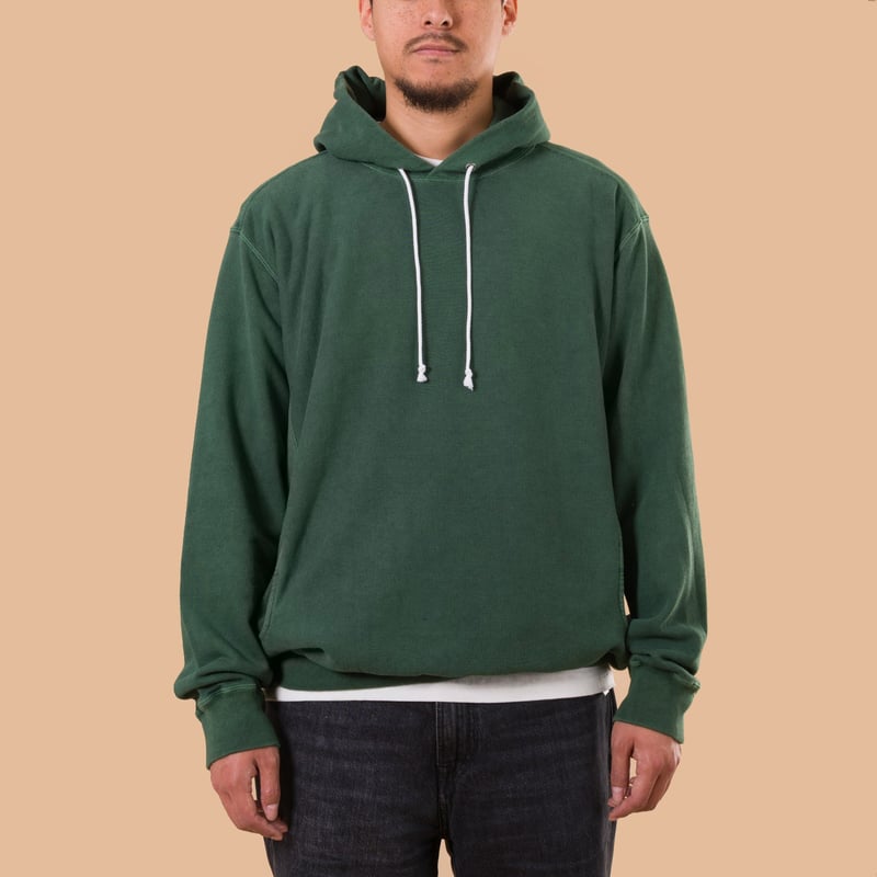 image flâneurs GOOD ON  Heavy Pullover Hood Sweat P-DK Green front