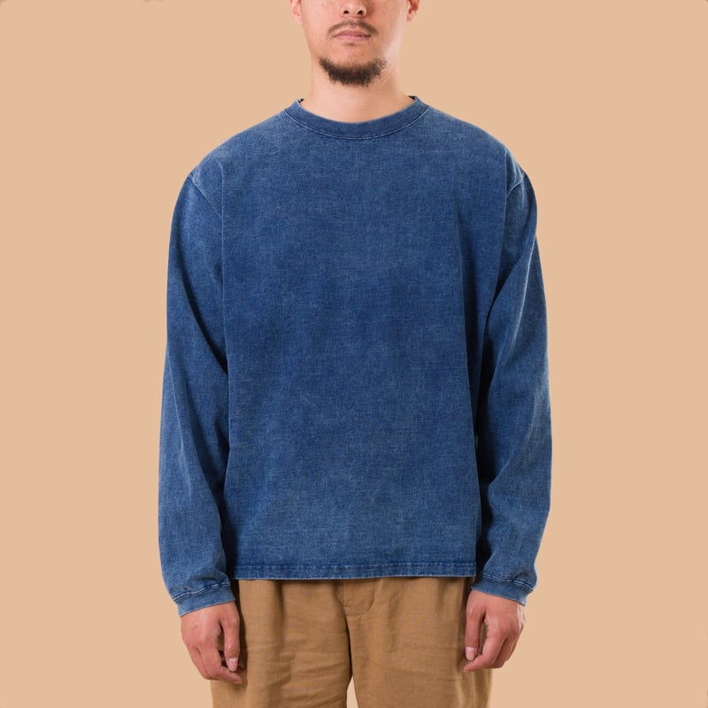 L/S Heavy Crew Tee Indigo Shave