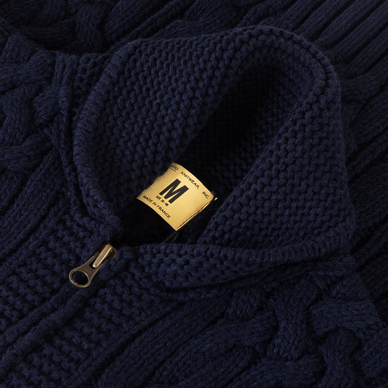 Ohannes Navy Cable Knit Bomber Jacket