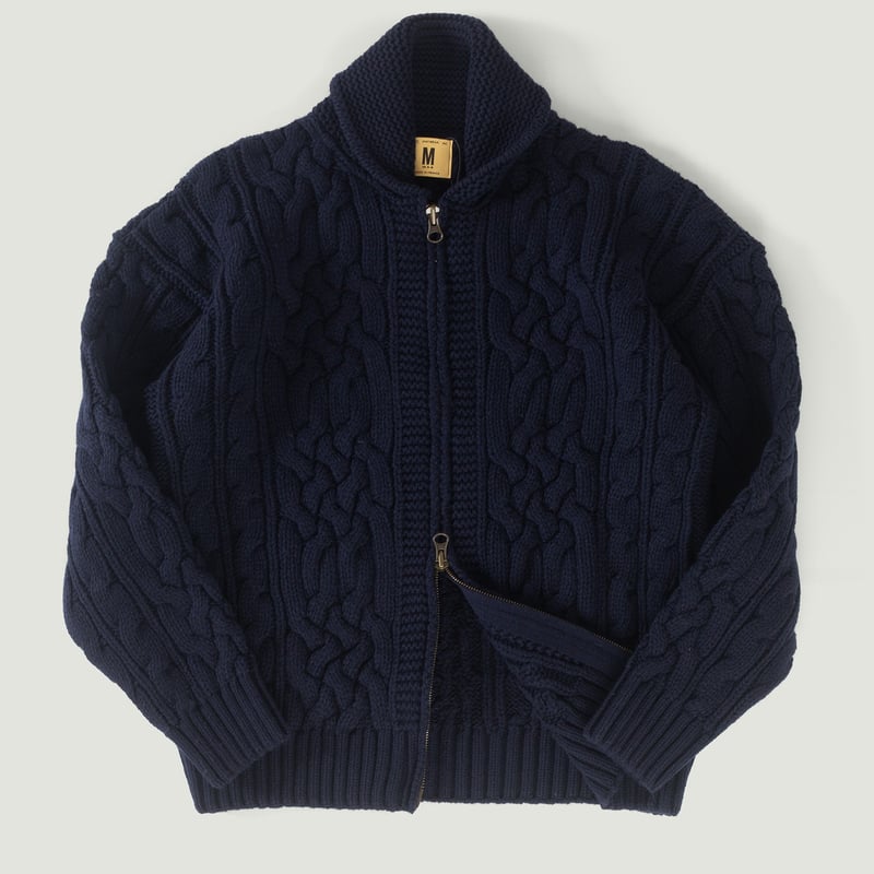 Ohannes Navy Cable Knit Bomber Jacket