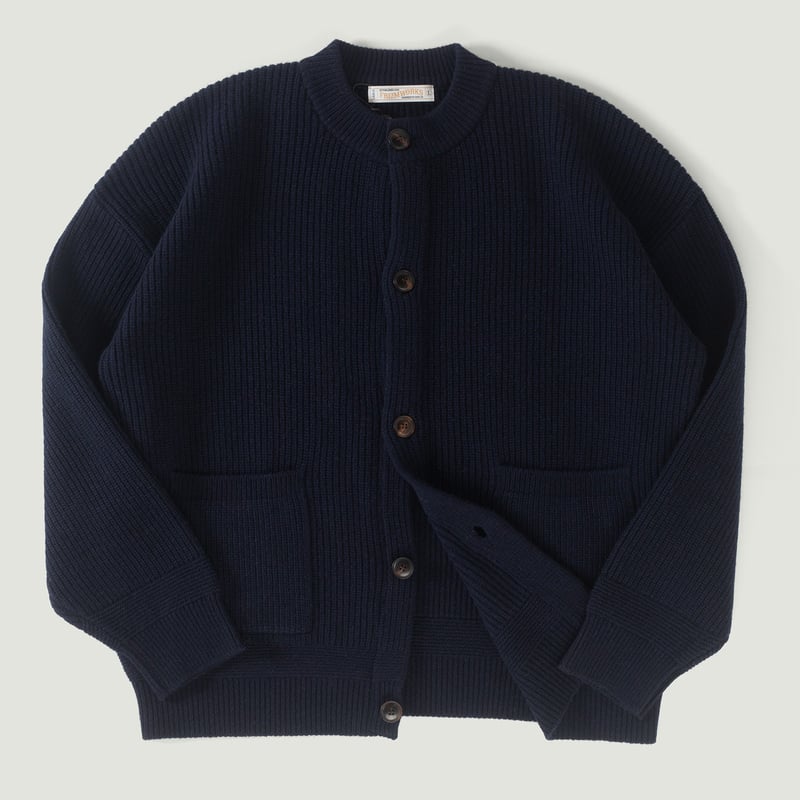 vignette flâneurs FRIZMWORKS  Heavy Wool Round Cardigan Navy