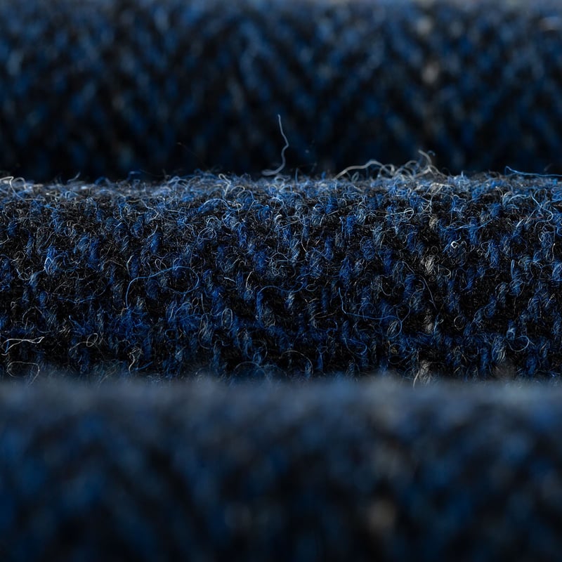 UNIVERSAL WORKS x FLÂNEURS Harris Tweed Plaid Cabin Jacket Navy closup