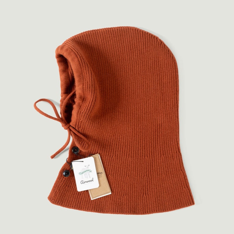 vignette flâneurs FRIZMWORKS  Merino Wool Knit Balaclava brick