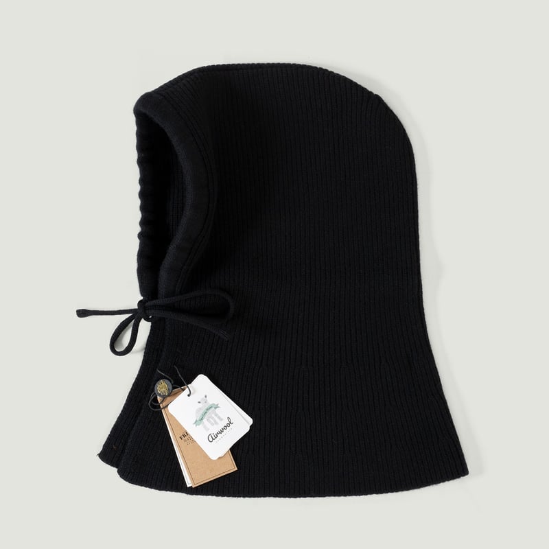 vignette flâneurs FRIZMWORKS  Merino Wool Knit Balaclava Black