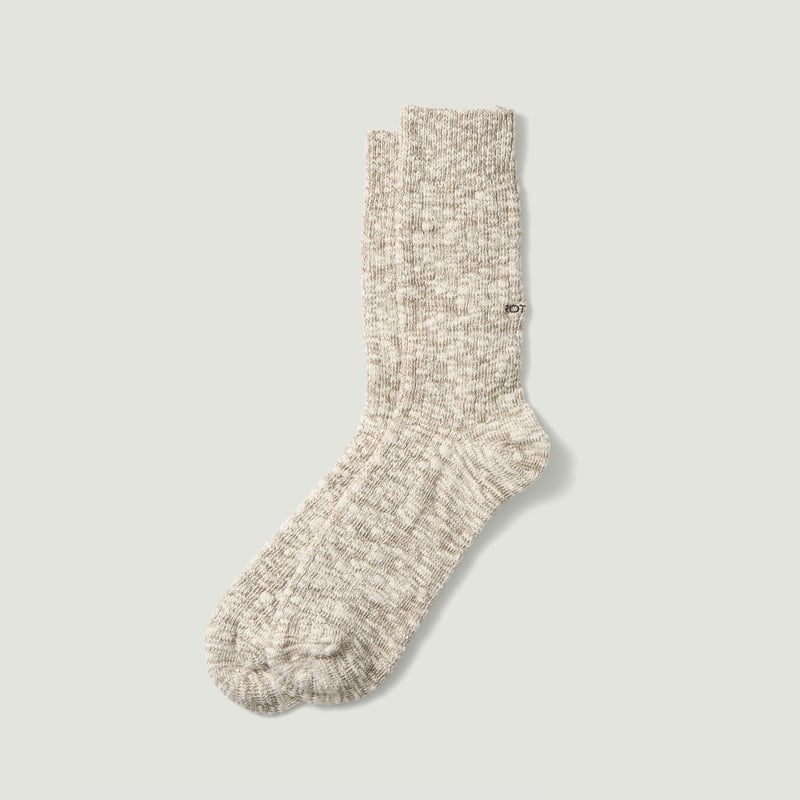 Image-Flâneurs_ROTOTO / Organic Cotton Slub Crew Socks Mocha_Vignette