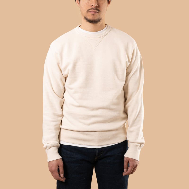 Image-Flâneurs_SAMURAI JEANS / Japanese Cotton Crewneck Sweatshirt Natural_de-face