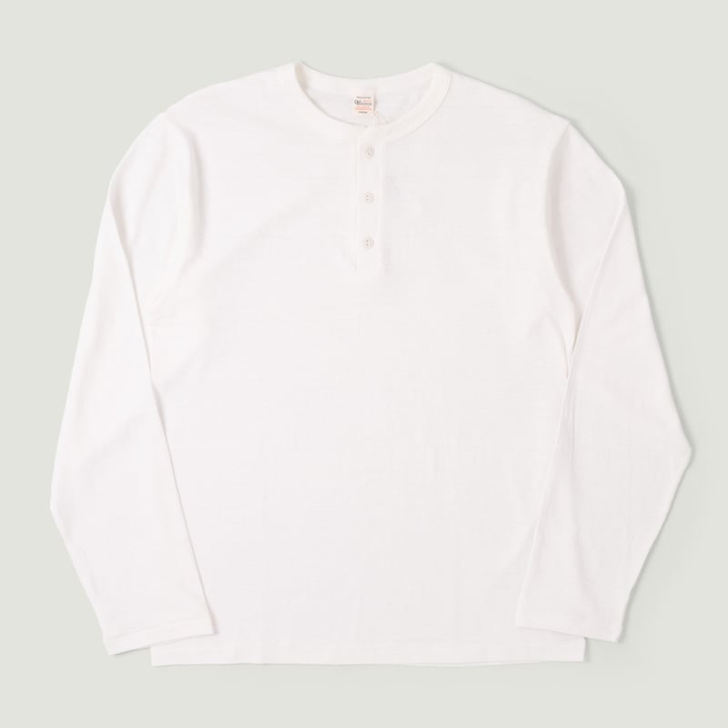 Lot 5907 Long Sleeve Henley Neck T-Shirt Off White