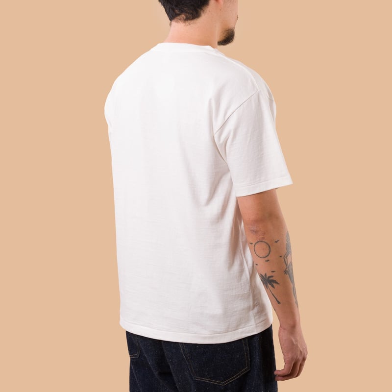 Image-Flâneurs_Denime / Lot. 273 Crew Neck Pocket T-Shirt Off White_de-dos