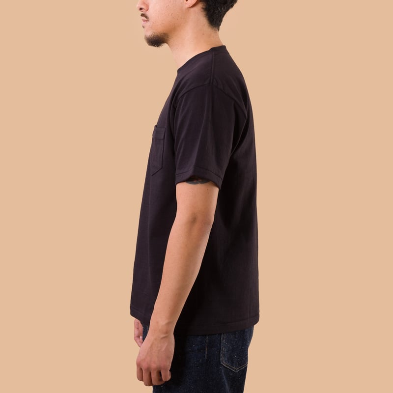 Image-Flâneurs_DENIME / Lot. 273 Crew Neck Pocket T-Shirt black_de-coté