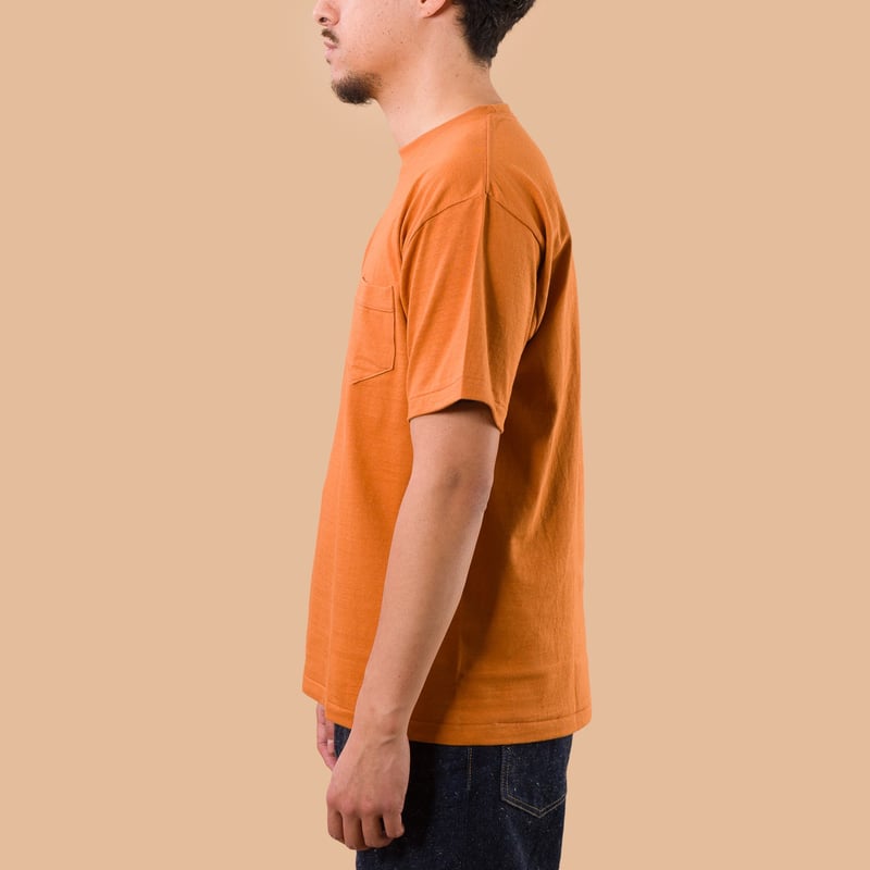 Image-Flâneurs_DENIME / Lot. 273 Crew Neck Pocket T-Shirt Brick_de-profil