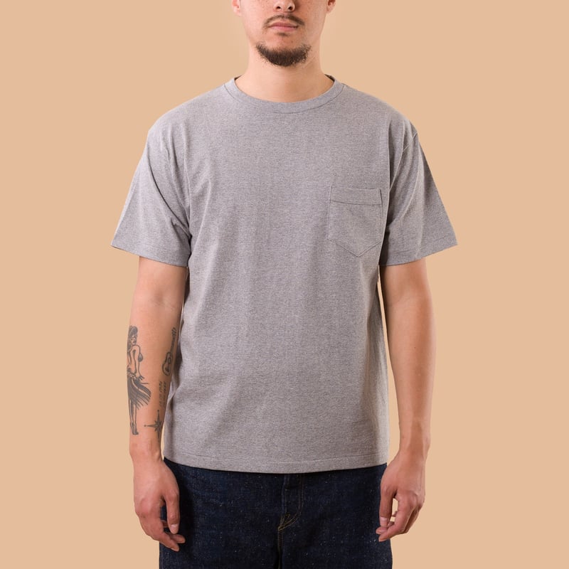 Image-Flâneurs_DENIME / Lot. 273 Crew Neck Pocket T-Shirt Heather Grey_de-face