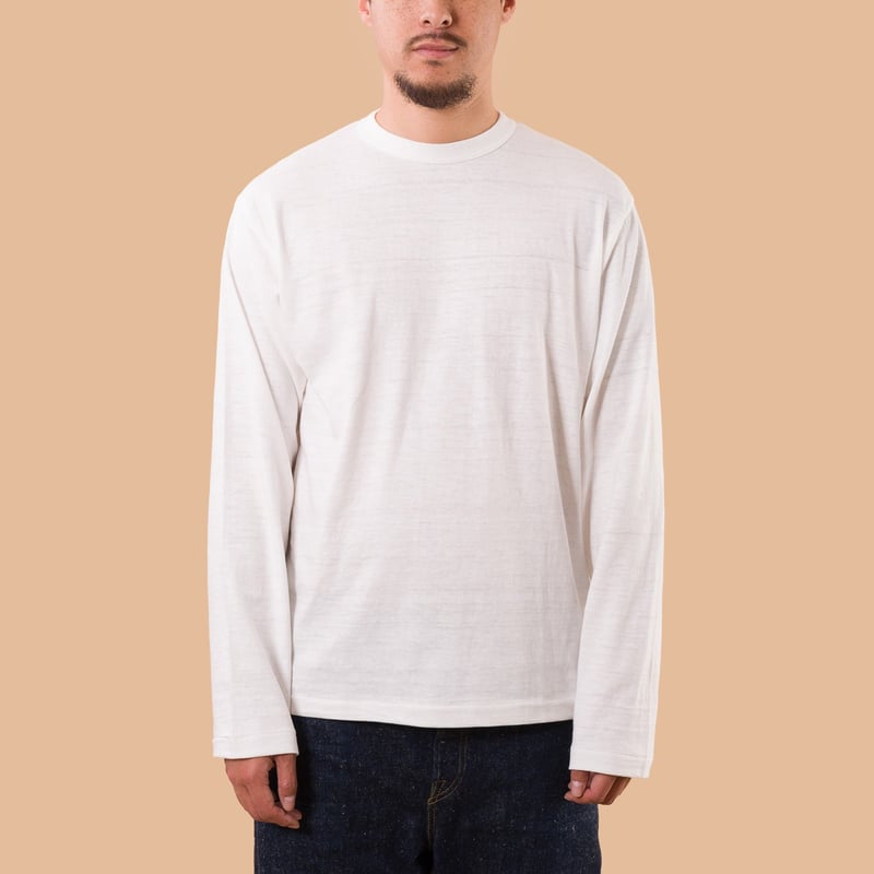 image flâneurs teeshirt manches longues WAREHOUSE & CO.  Lot. 5906 T-Shirt LS No Print Crew Off White de face