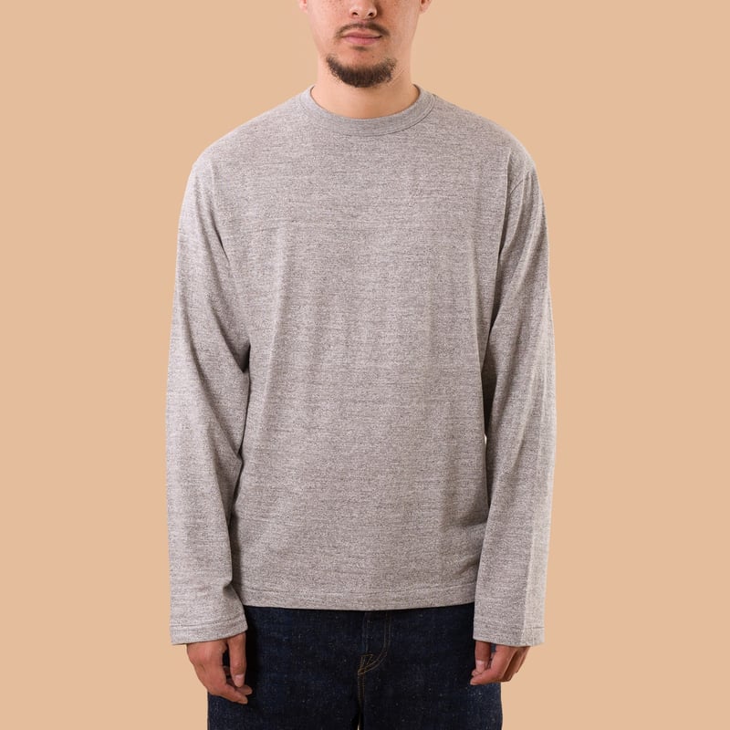 Image-Flâneurs_WAREHOUSE & CO. / Lot. 5906 L/S Crewneck T-Shirt heather Grey_de-face