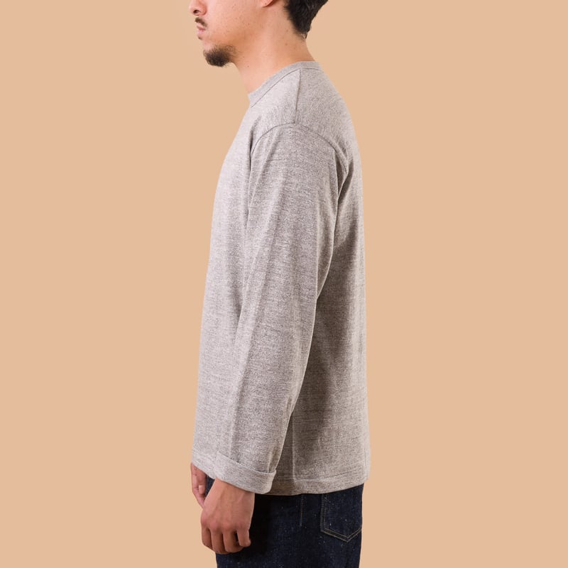 Image-Flâneurs_WAREHOUSE & CO. / Lot. 5906 L/S Crewneck T-Shirt heather Grey_de-profil
