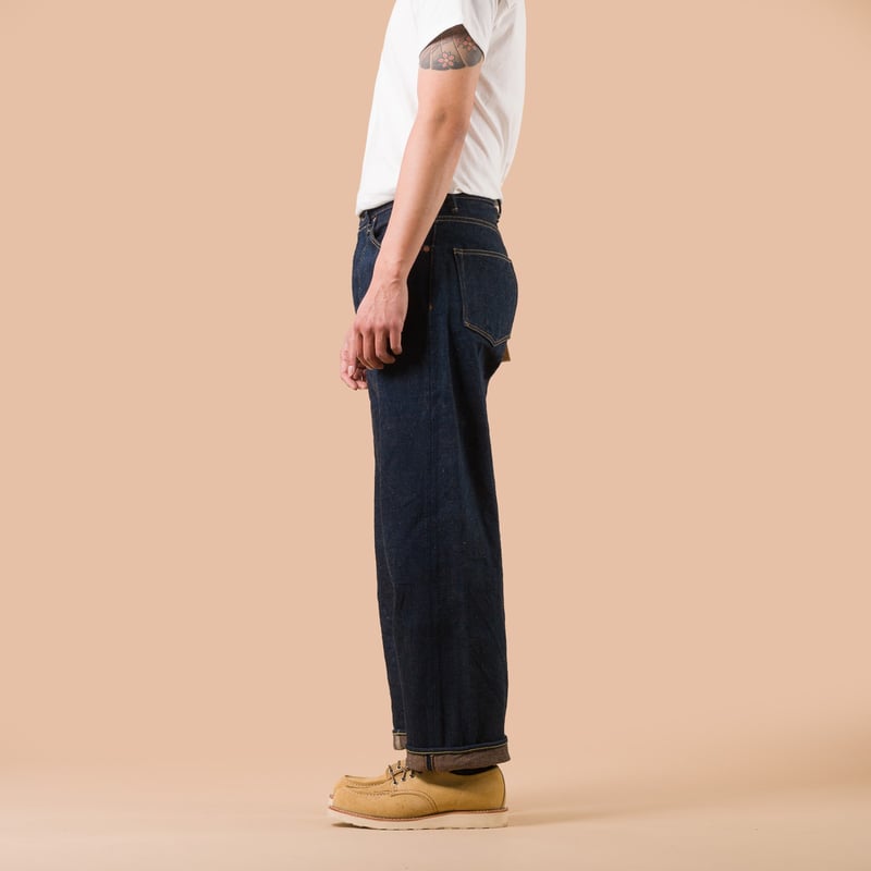 Image Flâneurs jeans ONI DENIM / 822ZR-LBR 20oz Secret Denim Super Wide Tapered Light Brown de profil