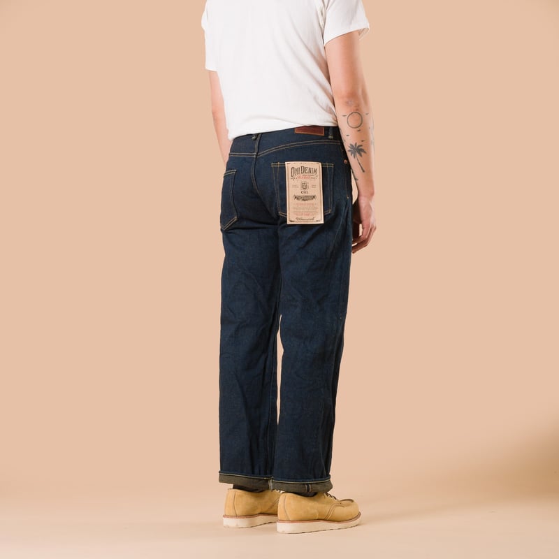 Image-Flâneurs_ONI DENIM / 200ZR-OLV 20oz Secret Denim Wide Straight Olive Weft_de dos