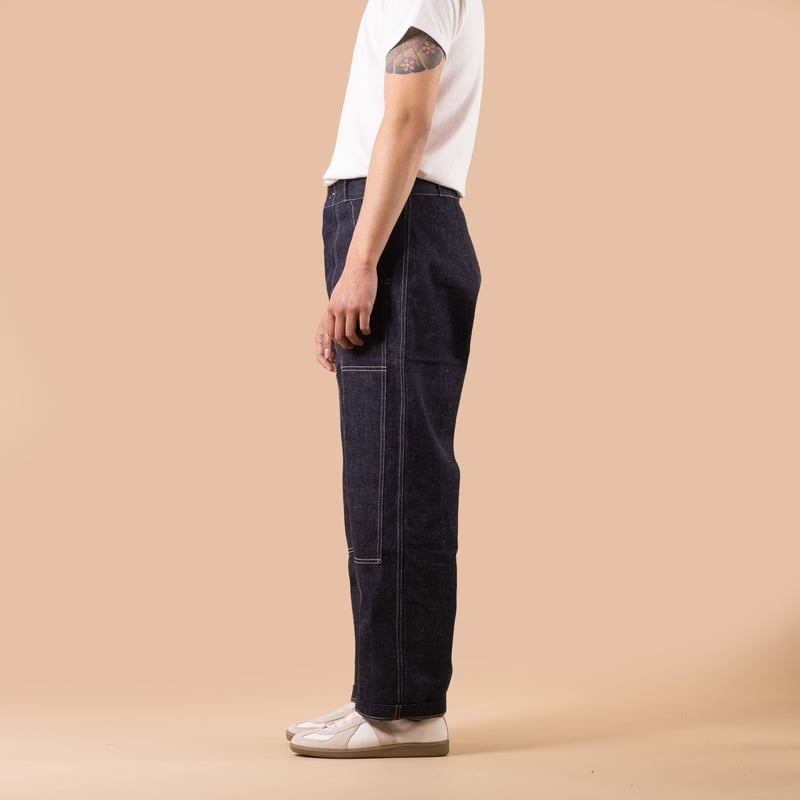 Image-Flâneurs_WAREHOUSE & CO. / Lot. 1239 1930's WPA Double Knee Denim Trousers Indigo_de profil