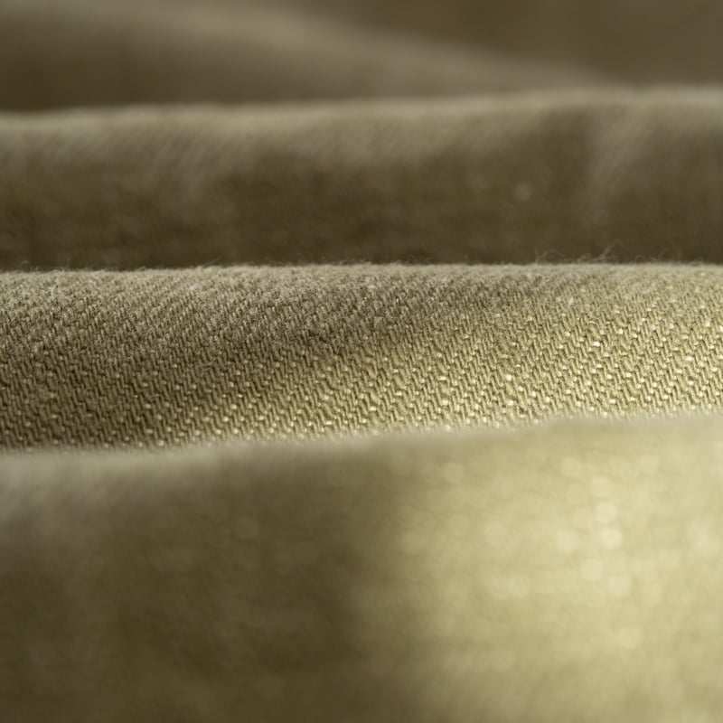 détail denim flaneurs ONI DENIM  822-18oz Super Wide Tapered Olive Drab Denim