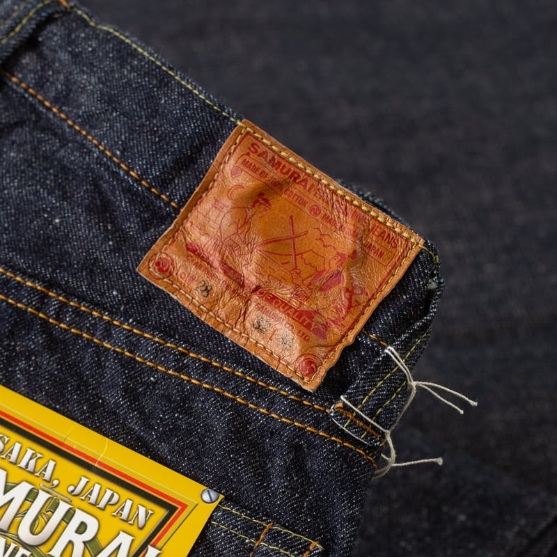 leather patch flaneurs SAMURAI JEANS 15oz Otokogi Slim Tapered Selvedge Denim