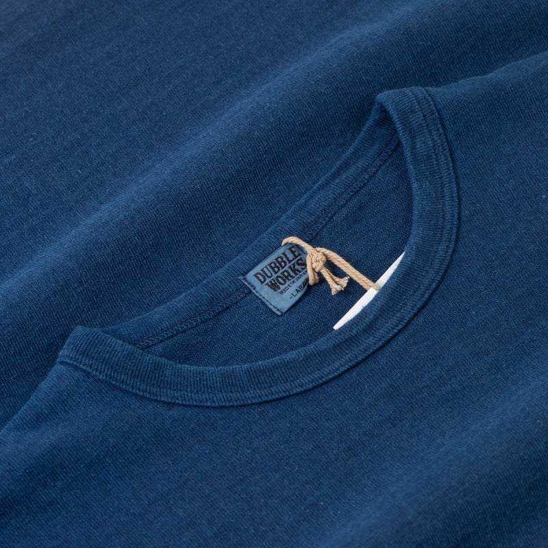 détail flaneurs DUBBLE WORKS Heavyweight Short Sleeve Tee Indigo (2)