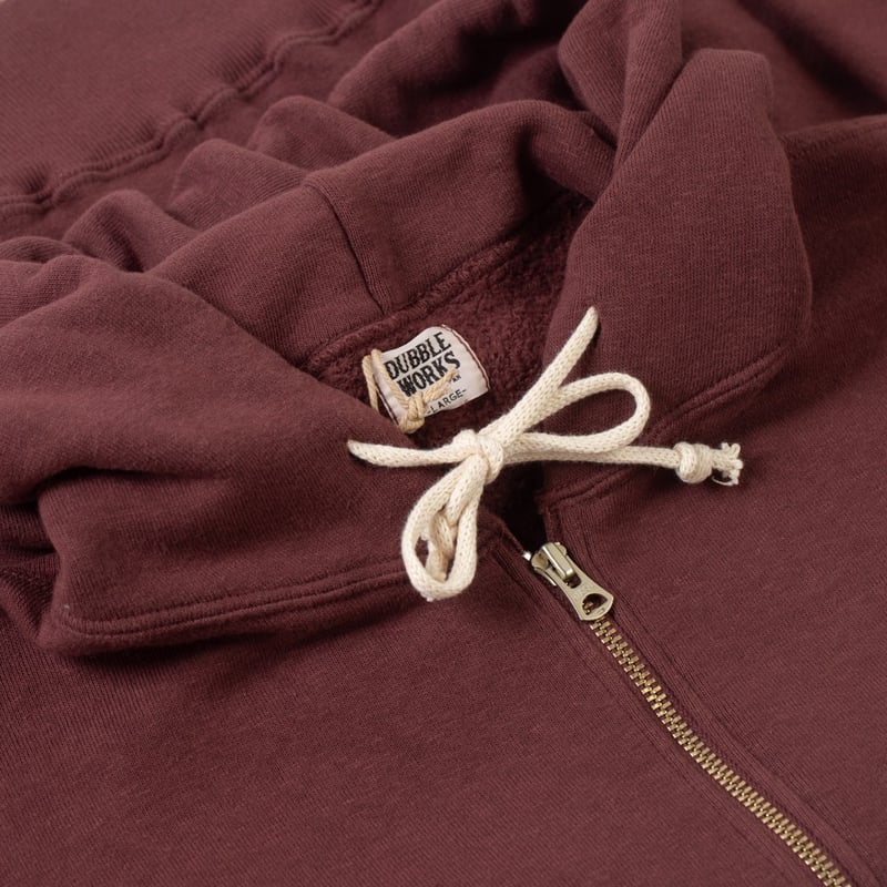 detail flaneurs DUBBLE WORKS  Loopwheel zip-up Sweat Hoodie Bordeaux (2)