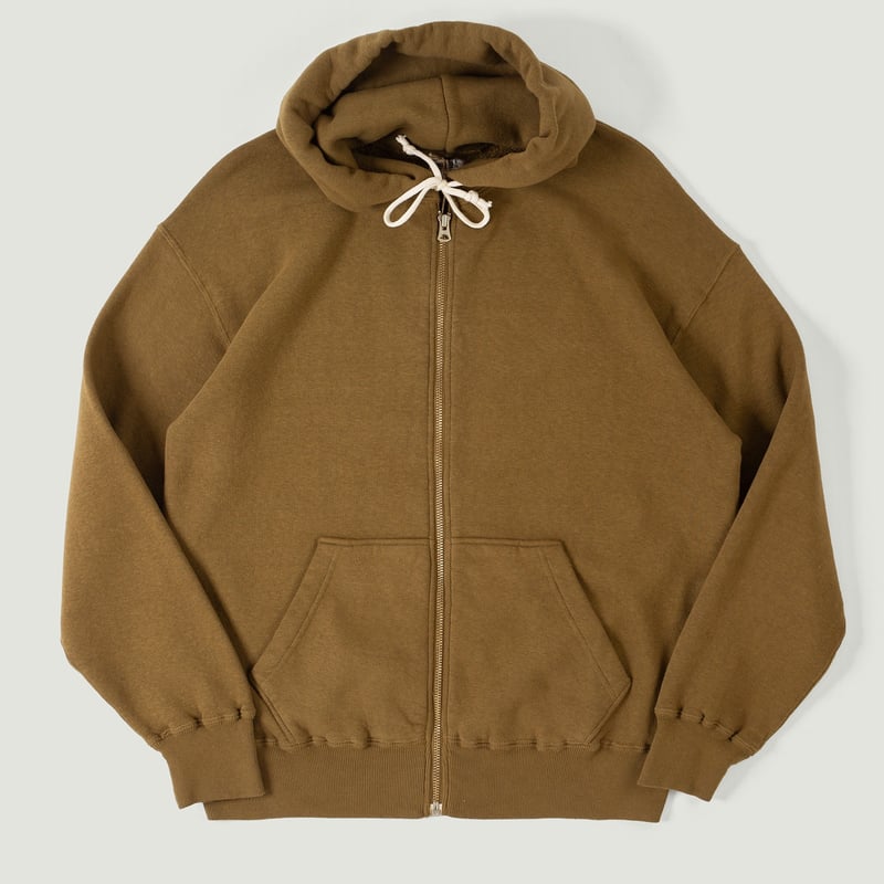 Vignette flaneurs DUBBLE WORKS  Loopwheel zip-up Sweat Hoodie Khaki