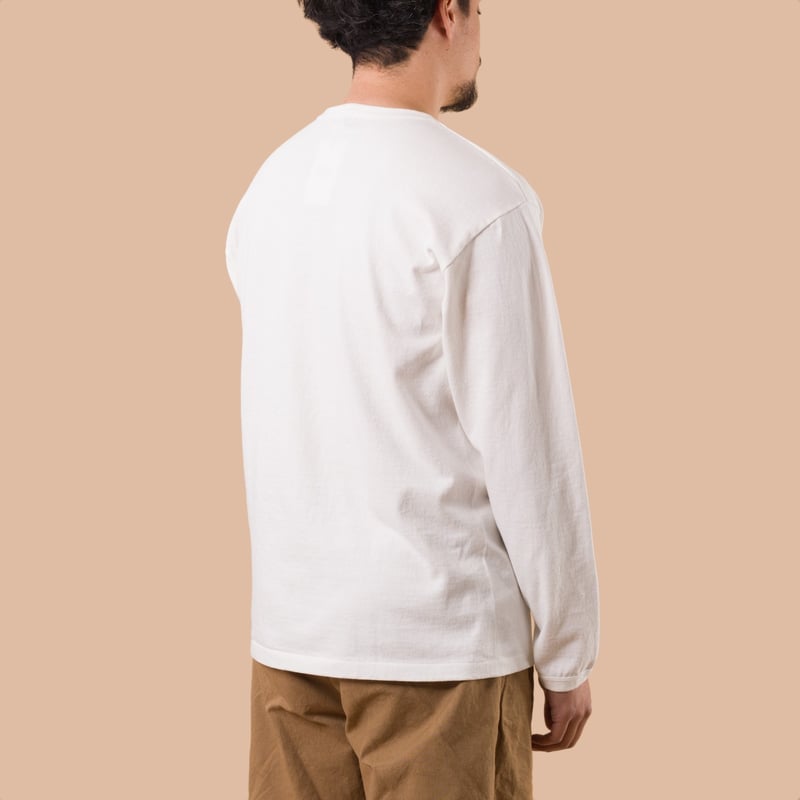 image porté flaneurs DUBBLE WORKS Heavyweight Long Sleeve Tee Off White dos