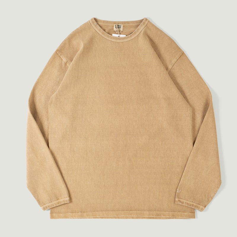 Vignettes DUBBLE WORKS Heavyweight Long Sleeve Tee Pigment Dye Dark Beige