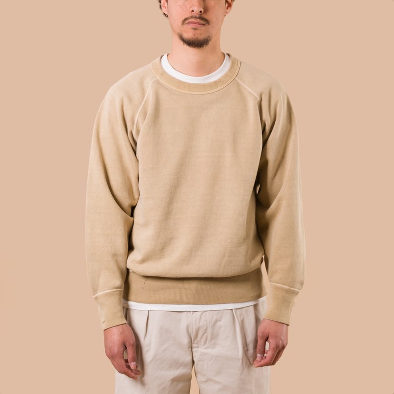 Flatseams Raglan Sweatshirt Pigment Dye Dark Beige