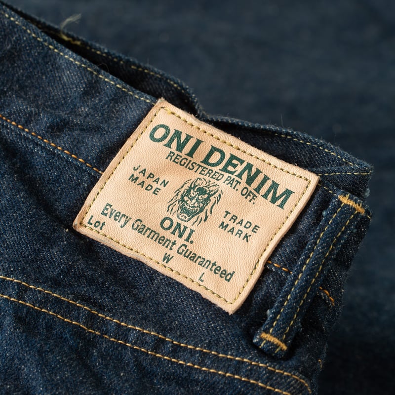 images détails leather patch  flaneurs pour ONI DENIM  Ishikawadai 15oz  (3)