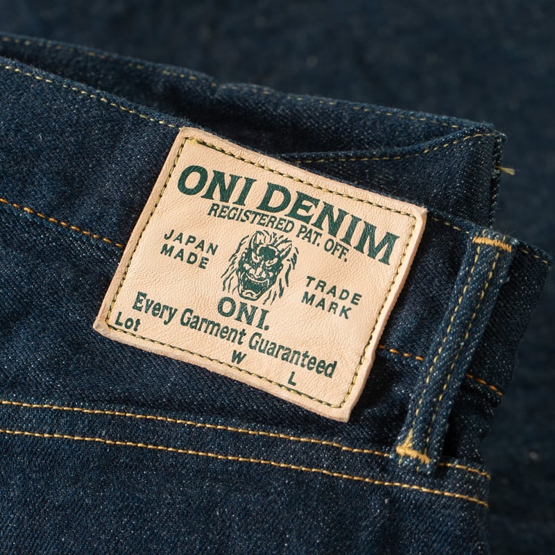 details patch en cuir flaneurs ONI DENIM 121S Ishikawadai 15oz Slim Tapered Stretch Jean (2)
