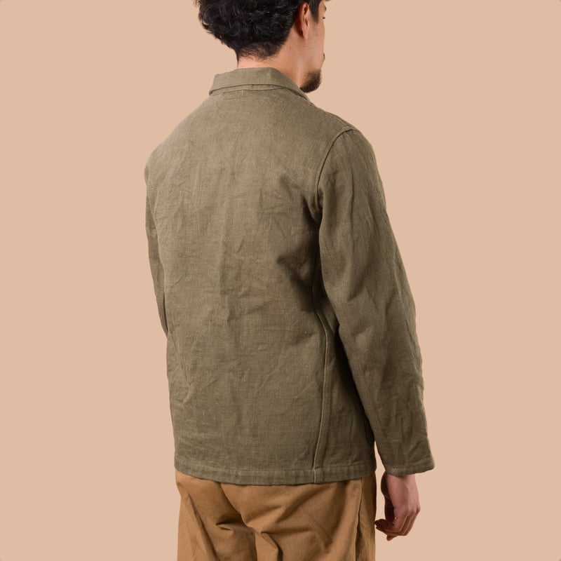 image porté de dos flaneurs ONI DENIM 03502-18oz Olive Drab Denim Coverall