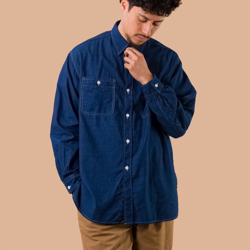 Plain Indigo Chambray Work Shirt