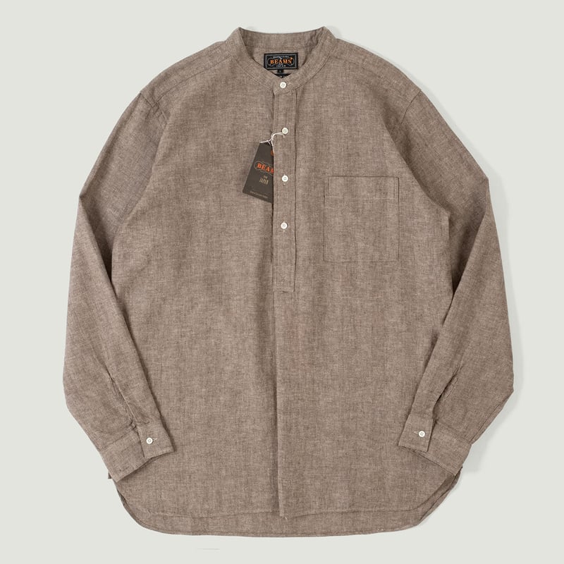 Band Collar Pullover Herringbone Natural
