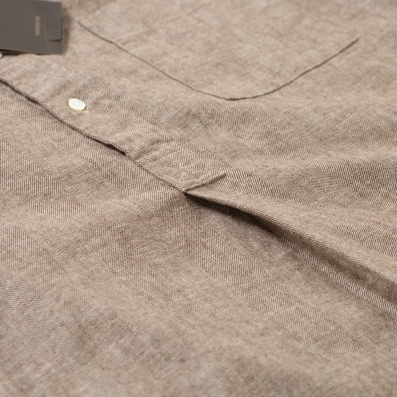 Band Collar Pullover Herringbone Natural