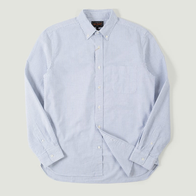 Vignettes flaneurs chemise oxford rayure blanc bleu Beams Plus Japan