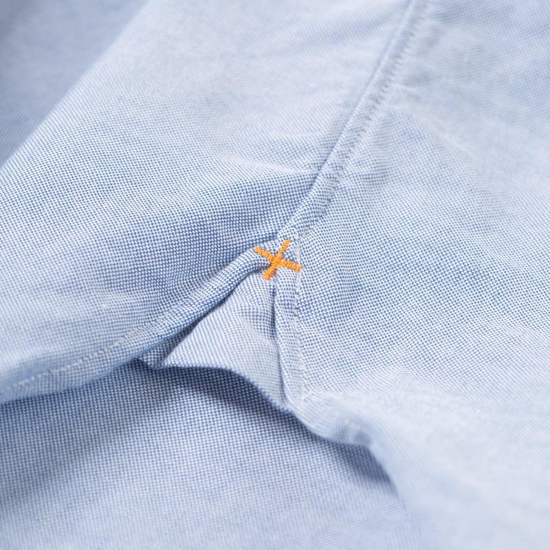 image hirondelle de dos flaneurs chemise oxford bleu ciel Beams Plus Japan