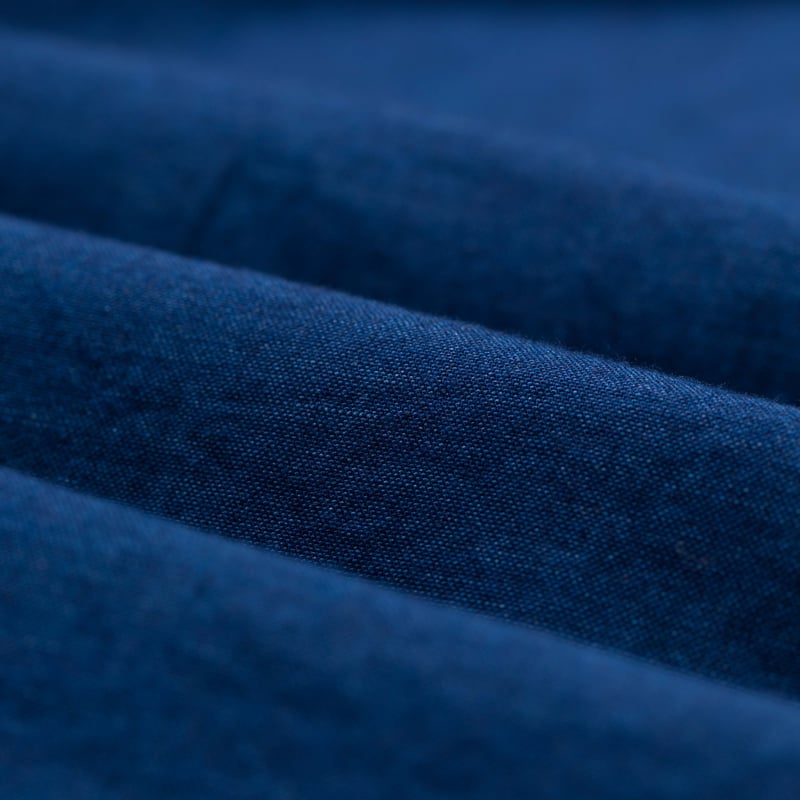 image détail matière chemise BEAMS PLUS  Band Collar Shirt Indigo Chambray