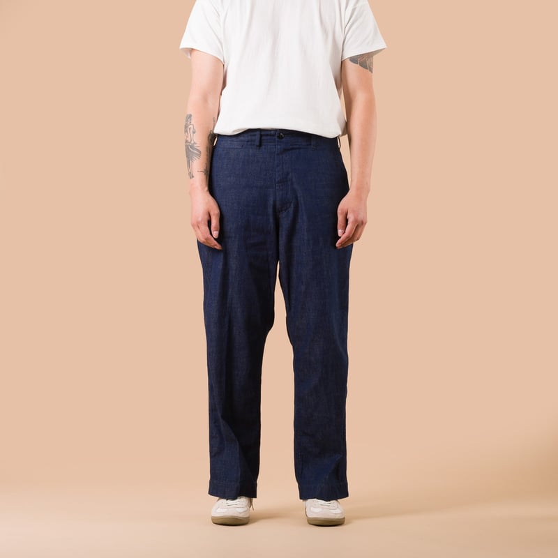 Image-Flâneurs_BEAMS PLUS / MIL Trousers Denim 8oz Indigo de face