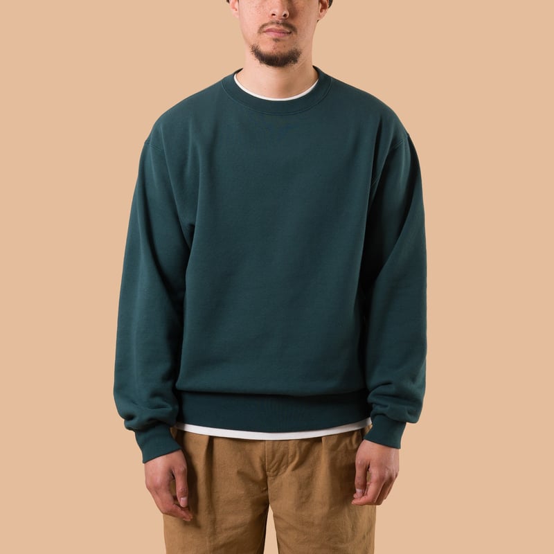 Image-Flâneurs_BEAMS PLUS / Crewneck Sweatshirt Dark Green de face