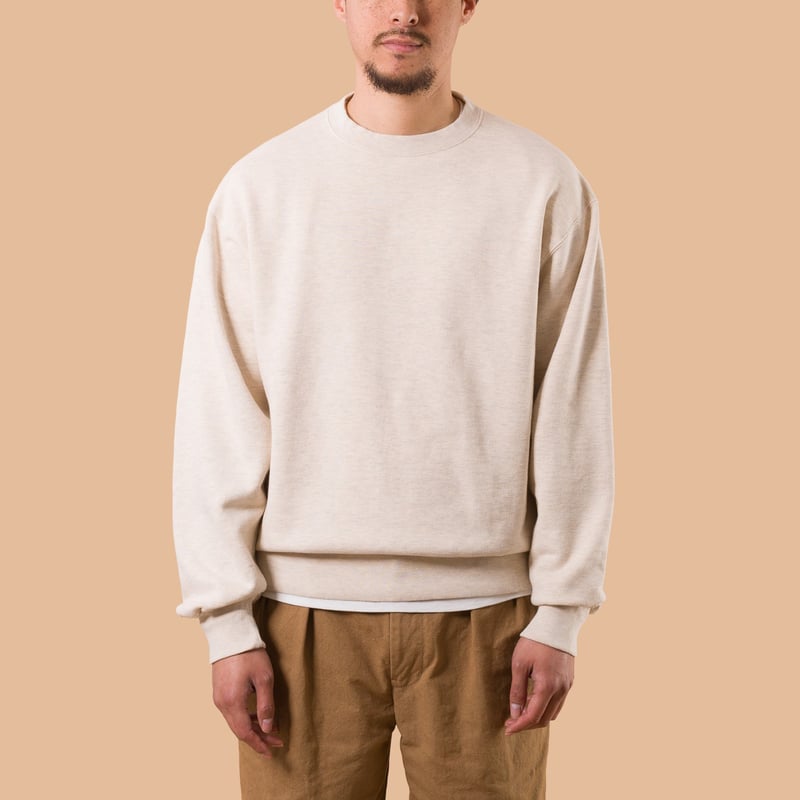 Image-Flâneurs_BEAMS PLUS / Crewneck Sweatshirt Oatmeal de face