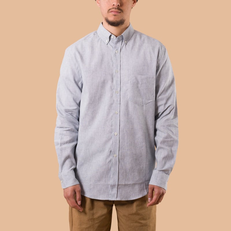 Image-Flâneurs_PORTUGUESE FLANNEL / Granular Shirt Blue de face