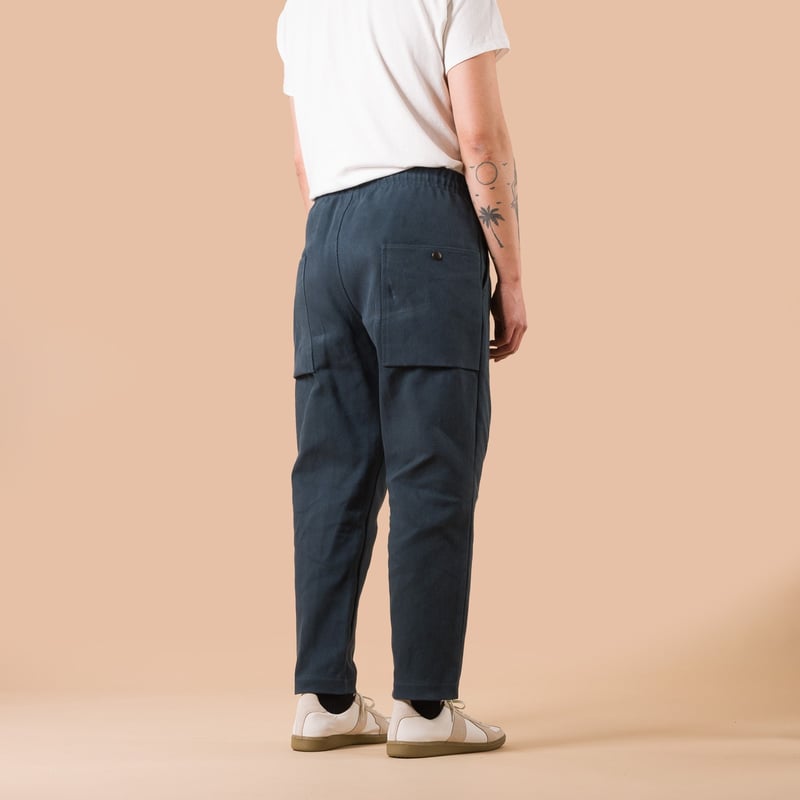 Image-Flâneurs_JACKMAN / Sashiko Umps Pants Iron Navy de dos