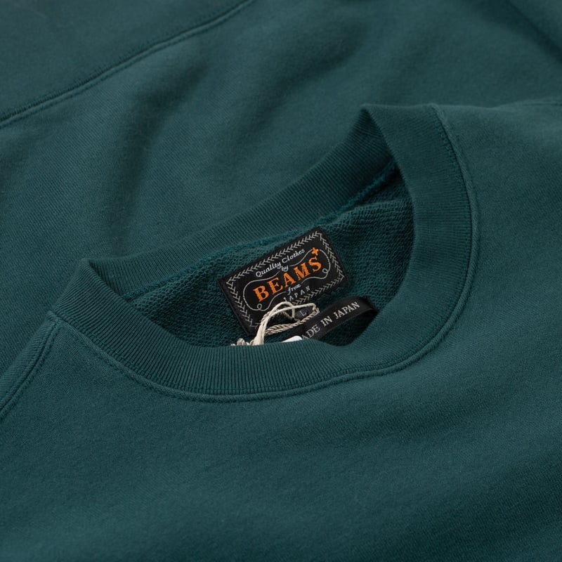 détail col flaneurs  BEAMS PLUS crewneck sweatshirt dark green (2)