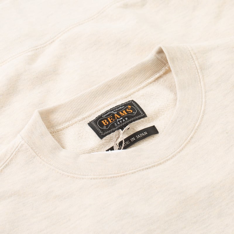 détail col flaneurs  BEAMS PLUS crewneck sweatshirt Oatmeal (2)