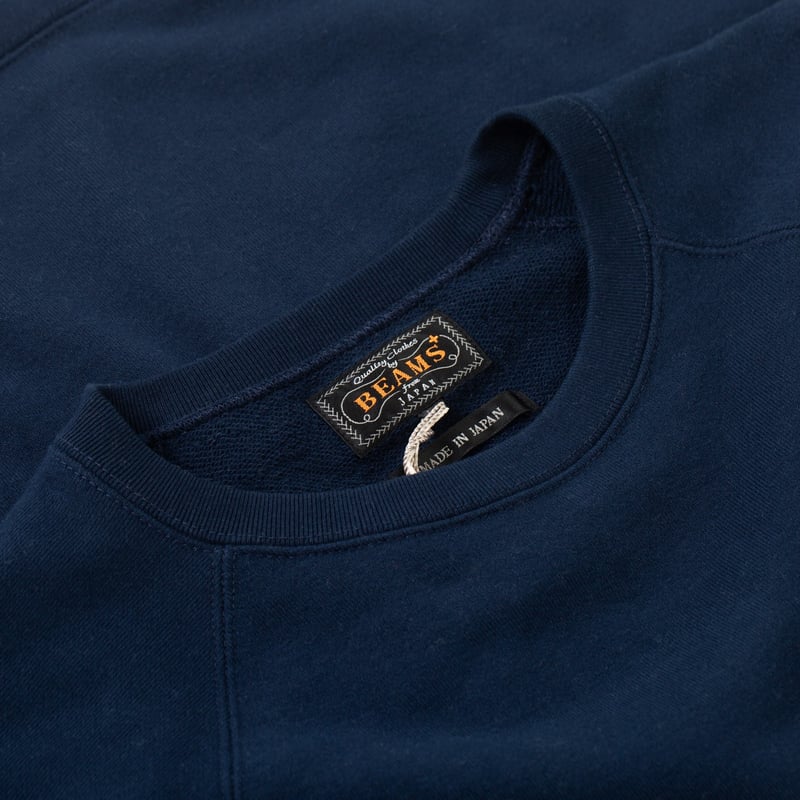 détail col BEAMS PLUS  Sweat Short Sleeve Cut-Off Navy (2)