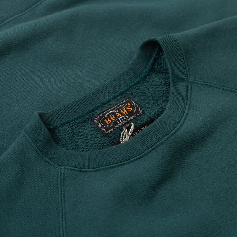 détail col flaneurs  BEAMS PLUS crewneck sweatshirt drk green (2)